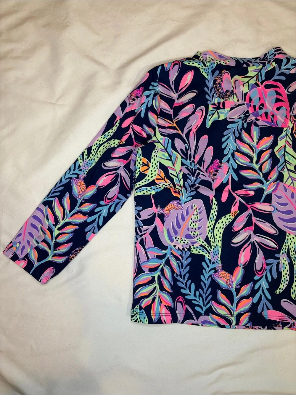Youth Girls Lilly Pulitzer Long Sleeve Beach Swim Rash Guard Tropical Navy Sea